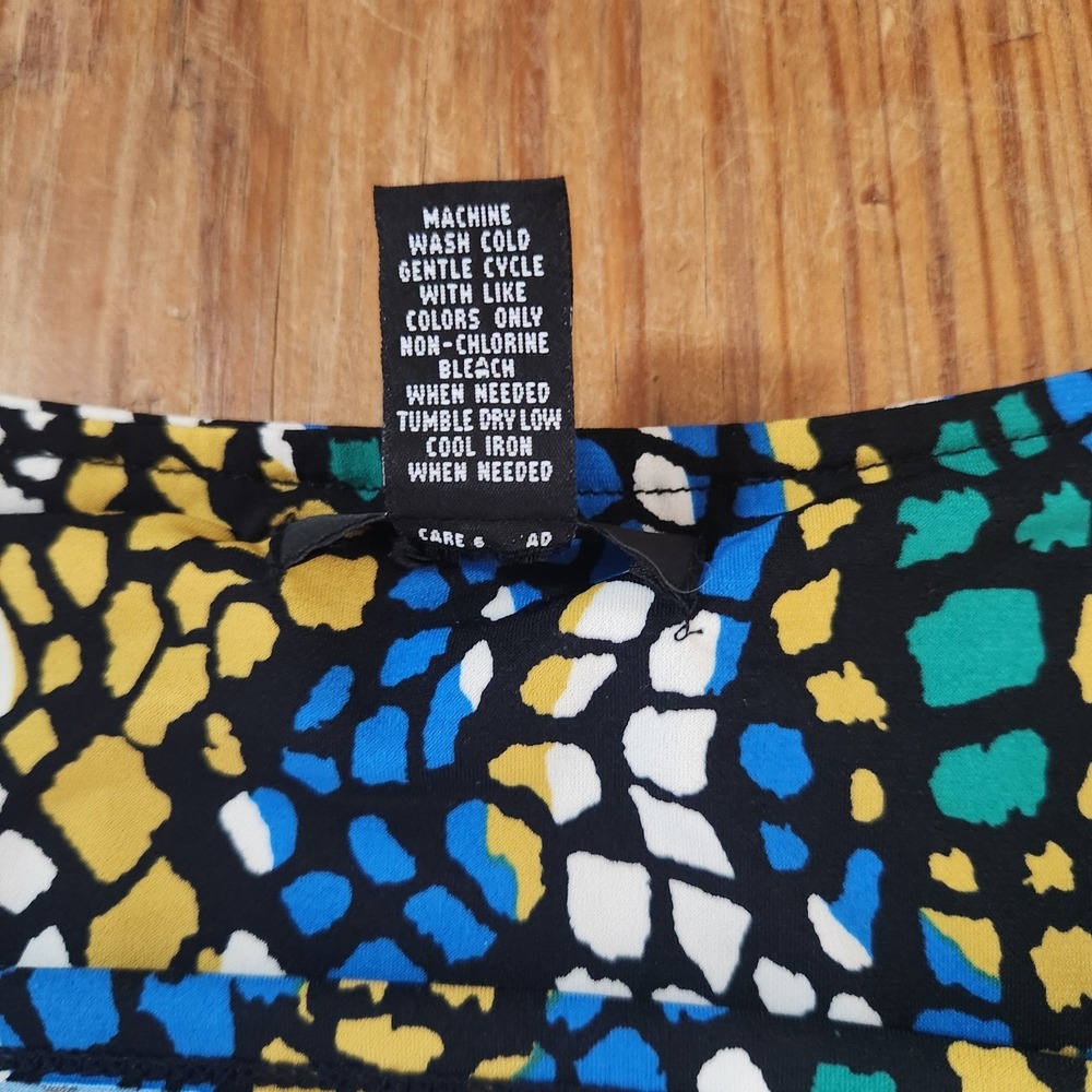 Alfani Woman Green Blue Stretchy Ruched Sides & Short Sleeve Blouse 3X Colorful - Picture 11 of 11